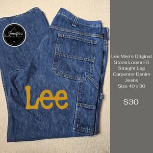 Lee Men's Original Stone Loose Fit Straight Leg Carpenter Denim Jeans 40 x 30